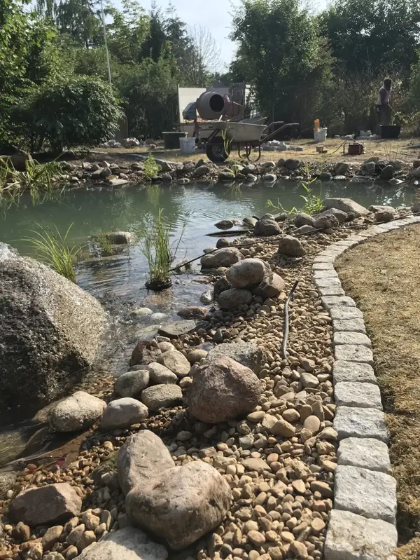 Teichbau Rohbauphase